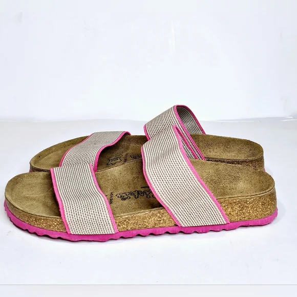 Birkenstock Birki’s Curaçao ll Stretch Slide Sandals Pink & Beige - Picture 3 of 6